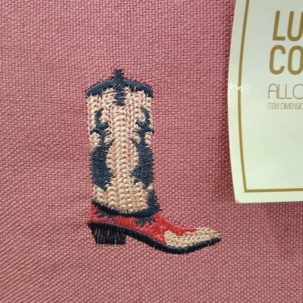 Luxe Collection All Over Icon Pillow Pink With Embroidered Western Boots